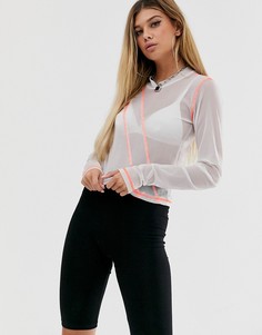 Сетчатый лонгслив с контрастными швами ASOS DESIGN-Белый