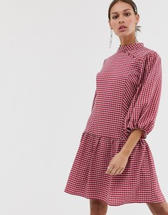 Свободное платье мини в клетку Resume Odina-Красный Résumé