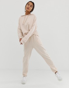 Спортивный костюм из худи и узких джоггеров с завязкой ASOS DESIGN-Бежевый
