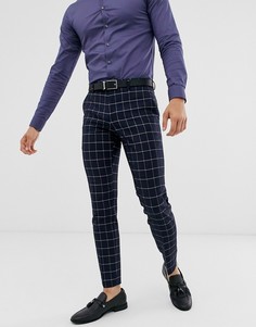 Темно-синие брюки в клетку River Island-Темно-синий