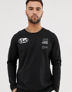Черный лонгслив с принтом Jack & Jones Core