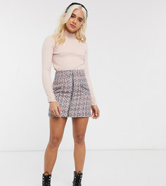 Мини-юбка из букле с карманами и молнией ASOS DESIGN Petite-Розовый