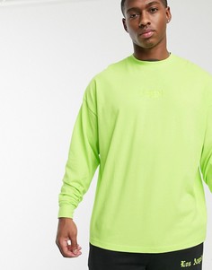 Неоново-зеленый oversize-лонгслив с вышивкой ASOS DESIGN
