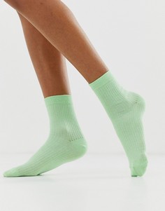 Носки до щиколотки в рубчик ASOS DESIGN-Зеленый