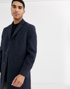 Темно-синее пальто из искусственной шерсти Burton Menswear-Темно-синий