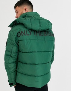 Зеленая дутая куртка с надписью \Only The Brave\" Diesel W-Smith-YA-WH-Зеленый