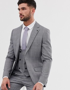 Серый фактурный приталенный пиджак в клетку Original Penguin