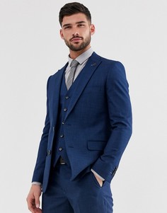 Синий фактурный приталенный пиджак Original Penguin-Темно-синий