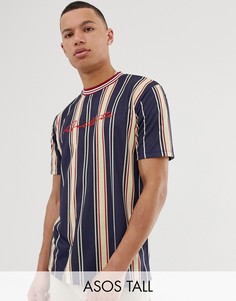 Свободная футболка в вертикальную полоску с вышивкой ASOS DESIGN Tall-Мульти