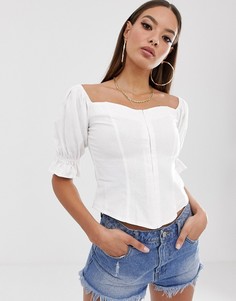 Топ с открытыми плечами и корсетной отделкой ASOS DESIGN-Белый