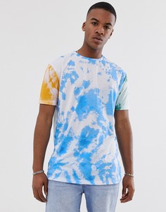 Удлиненная свободная футболка с выбеленным принтом тай-дай ASOS DESIGN-Мульти
