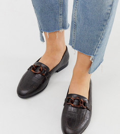 Лоферы шоколадного цвета для широкой стопы с цепочками ASOS DESIGN-Коричневый
