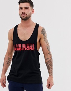 Майка-борцовка с принтом ASOS DESIGN-Черный