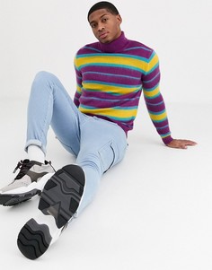 Вязаная водолазка в полоску ASOS DESIGN-Мульти