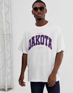 Белая oversize-футболка из органического хлопка с принтом ASOS DESIGN-Белый