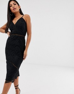 Платье миди с кружевной отделкой Missguided Tall-Черный