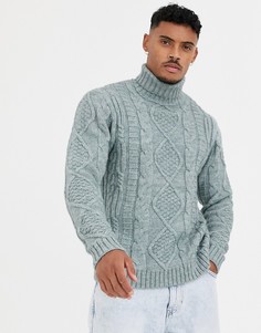 Светло-серый джемпер фактурной вязки с высоким воротником ASOS DESIGN