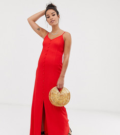 Фактурное платье макси на пуговицах с тонкими бретельками ASOS DESIGN Maternity-Красный