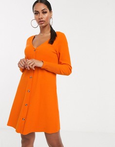 Ультрамягкое свободное платье в рубчик на пуговицах ASOS DESIGN-Фиолетовый