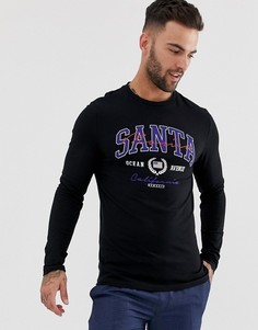 Обтягивающий лонгслив с принтом ASOS DESIGN-Черный
