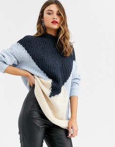 Oversize-джемпер в стиле колор блок Y.A.S-Фиолетовый