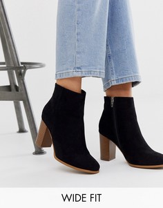 Черные ботильоны на каблуке для широкой стопы ASOS DESIGN-Черный