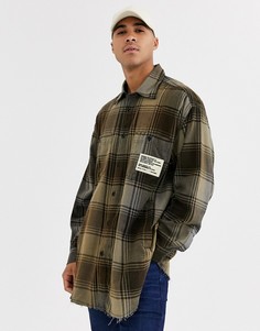 Черная oversize-рубашка в клетку Diesel S-Miner-Черный