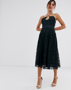 Кружевное платье миди для выпускного ASOS DESIGN-Красный
