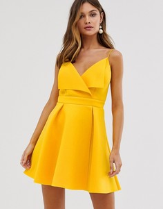 Короткое приталенное платье с отворотом ASOS DESIGN-Оранжевый