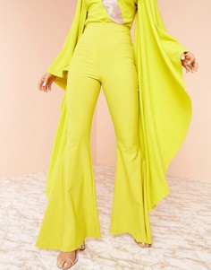 Расклешенные брюки оливкового цвета ASOS DESIGN Luxe-Зеленый