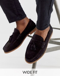 Черные замшевые лоферы для широкой стопы с кисточками ASOS DESIGN-Черный