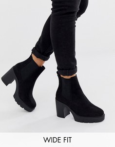 Черные ботинки челси на массивной подошве для широкой стопы ASOS DESIGN Elderberry-Черный