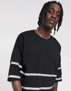 Укороченная oversize-футболка со светоотражающей лентой ASOS DESIGN-Черный