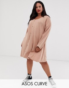 Свободное платье мини на пуговицах ASOS DESIGN Curve-Розовый