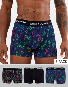 Набор из 3 боксеров-брифов с неоновым принтом Jack & Jones-Черный