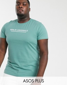 Футболка с принтом-надписью ASOS DESIGN Plus-Синий