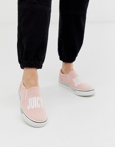 Розовые кеды-слипоны с логотипом Juicy Couture-Розовый