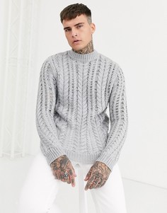 Вязаный фактурный джемпер ASOS DESIGN-Серый