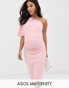 Платье миди на одно плечо ASOS DESIGN Maternity-Розовый