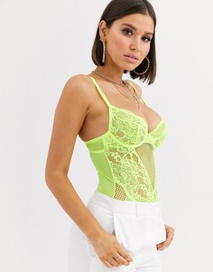 Кружевное боди с чашечками на косточках ASOS DESIGN Morgan-Зеленый