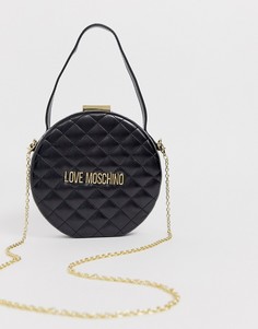 Маленькая круглая сумка со стеганой отделкой Love Moschino-Черный