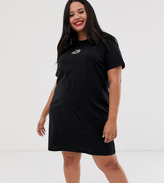 Платье-футболка в стиле oversize с вышивкой солнца и месяца Daisy Street Plus-Черный