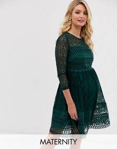 Кружевное приталенное платье мини ASOS DESIGN Maternity Рremium-Зеленый