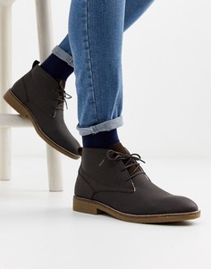 Светло-коричневые кожаные ботинки чукка Burton Menswear-Коричневый