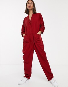 Свободный комбинезон с длинными рукавами ASOS DESIGN-Красный