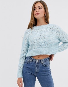 Пушистый джемпер с завязкой на спине ASOS DESIGN-Синий