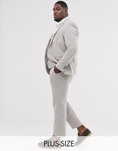 Льняные брюки нейтральной расцветки River Island Big & Tall-Кремовый
