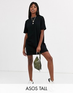 Хлопковое платье-рубашка с двумя карманами ASOS DESIGN Tall-Черный