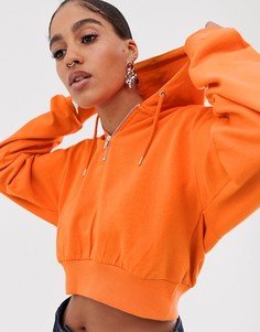 Укороченный оранжевый худи с короткой молнией ASOS DESIGN-Красный
