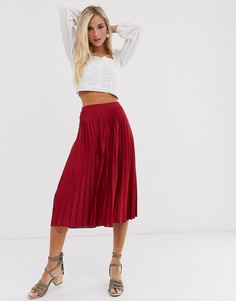Плиссированная юбка миди ASOS DESIGN-Красный